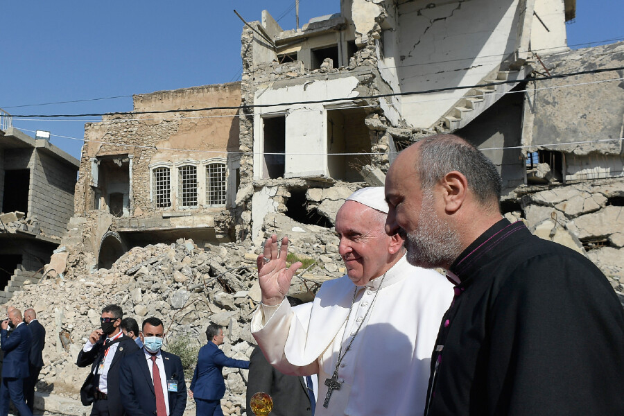 Pope Francis visits Mosul on March 7, 2021