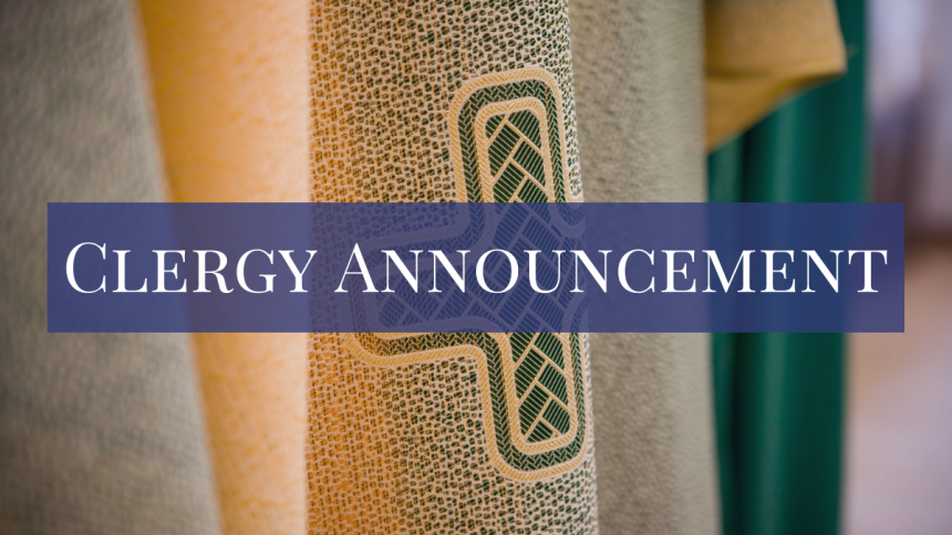 Clergy Announcement